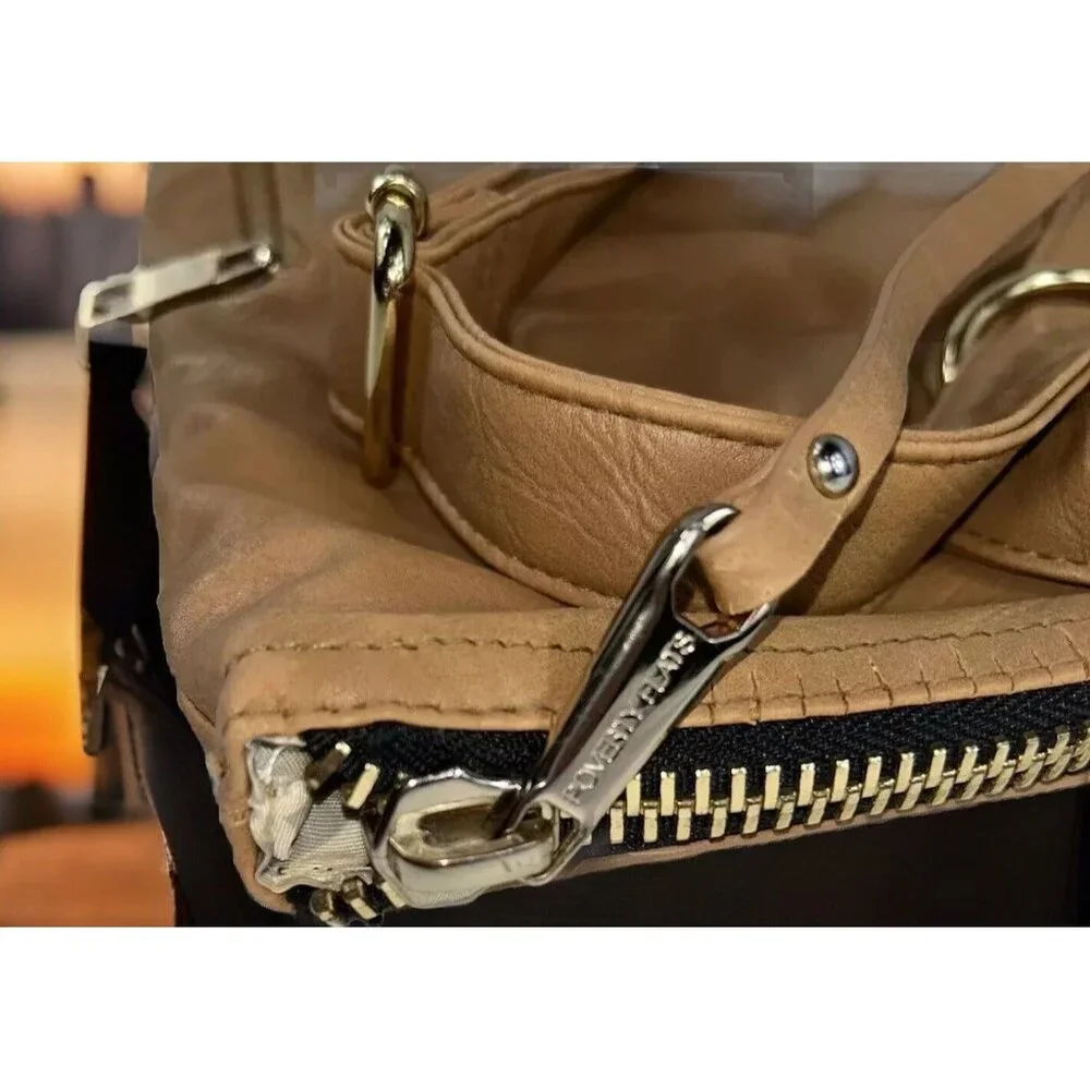 POVERTY FLATS FAUX LEATHER Boho BACKPACK Bag Purse‎ Brown/Yellow Geo Design